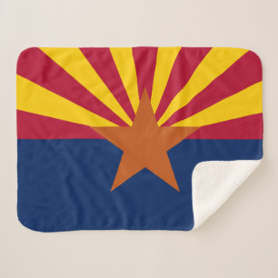 Arizona State Flag Print Patriotic Sherpa Blanket