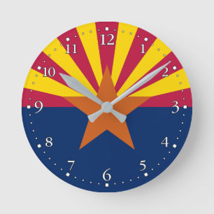 Arizona State Flag Round Clock