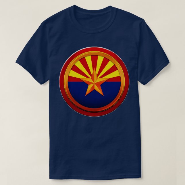 Arizona State Flag Roundel Circle Button T-Shirt (Design Front)