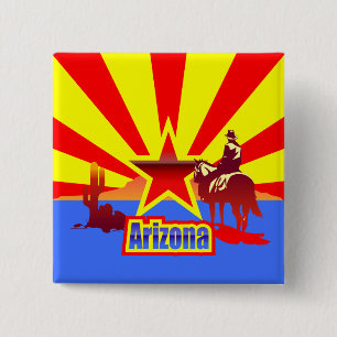 Arizona State Flag Vintage Drawing 2 Inch Square Button