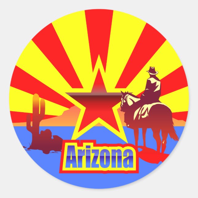 Arizona State Flag Vintage Drawing Classic Round Sticker (Front)