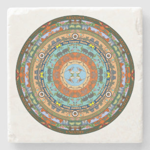 Arizona State Mandala Stone Coaster