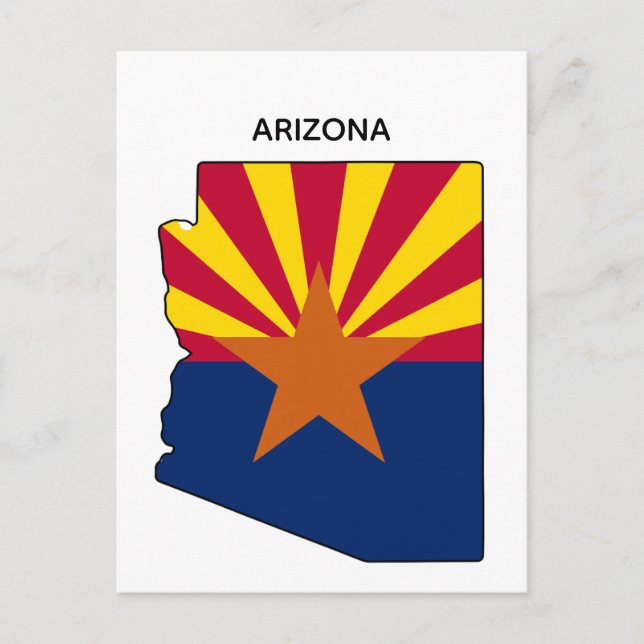 Arizona State Map State Flag Postcard (Front)