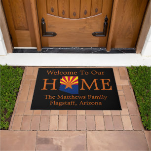 Arizona State Map State Flag Welcome Home Doormat