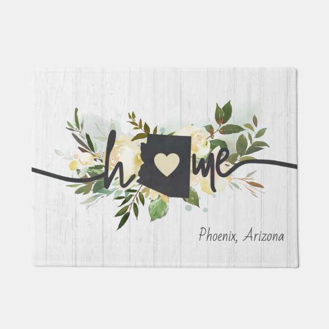 Arizona State Personalized Your Home City Rustic Doormat (Front)