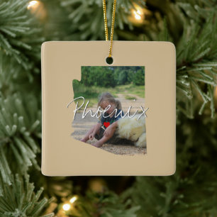 Arizona State Photo insert and town name - Fill Ceramic Ornament