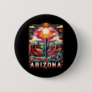 Arizona State Shirt Az Retro Desert Cactus Family 2 Inch Round Button