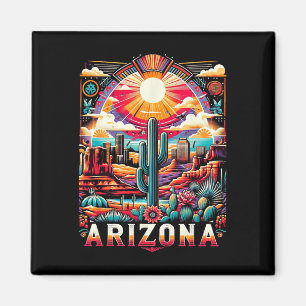 Arizona State Shirt Az Retro Desert Cactus Family Magnet