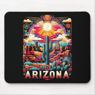 Arizona State Shirt Az Retro Desert Cactus Family Mouse Pad