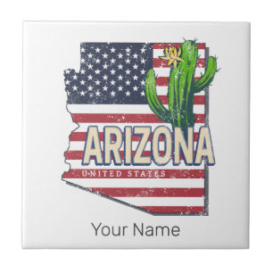 Arizona State United States Retro Map Vintage USA Tile