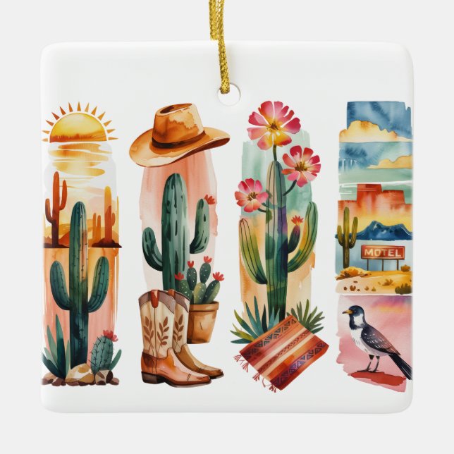 Arizona State Watercolor Christmas Ornament – Dese (Front)