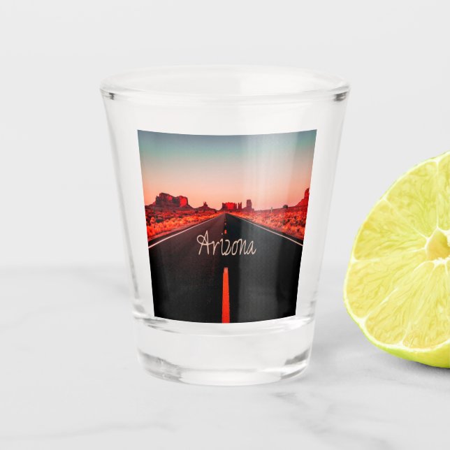 Arizona Sunset Desert Red Rocks Shot Glass (Front)