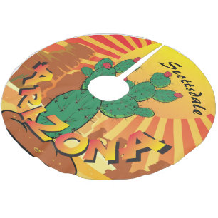 ARIZONA Sunset Prickly Pear CHANGE TOWN Brushed Polyester Tree Skirt
