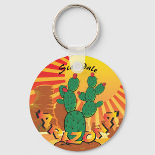 ARIZONA Sunset Prickly Pear CHANGE TOWN Keychain