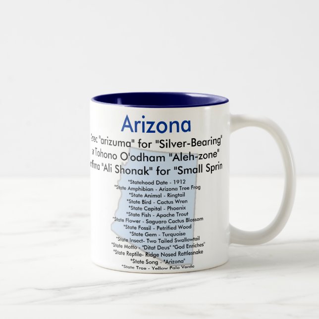 Arizona Symbols and Map Two-Tone Coffee Mug (Right)