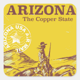 Arizona the copper state vintage travel poster square sticker