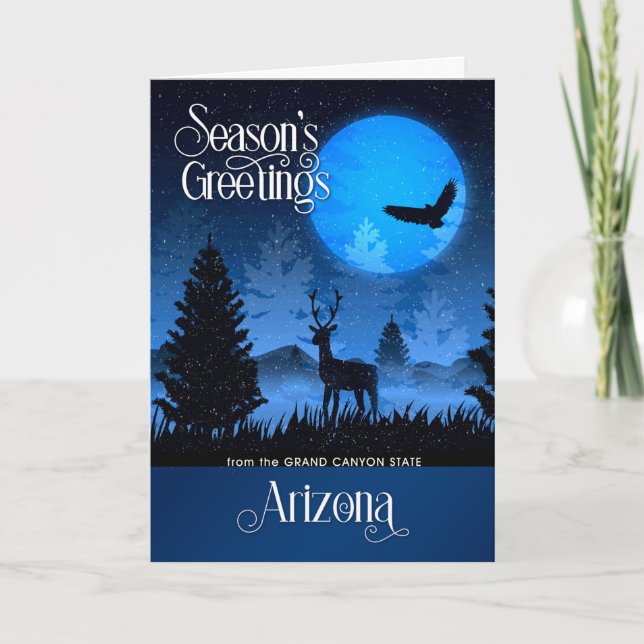 Arizona The Grand Canyon State Woodland Deer Holiday Card (Front)