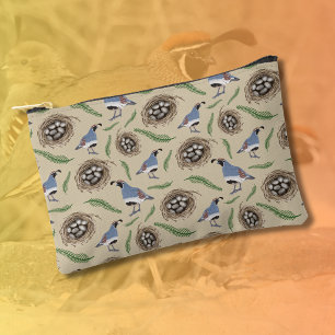 Arizona-Themed Hand-Drawn Gambel's Quail Pattern Accessory Pouch