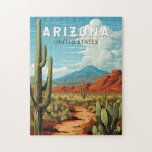 Arizona Travel Art Vintage Jigsaw Puzzle<br><div class="desc">Arizona retro vector travel design. This retro-style travel art,  with its blend of bold colours and vintage allure,  is designed to inspire a sense of adventure.</div>