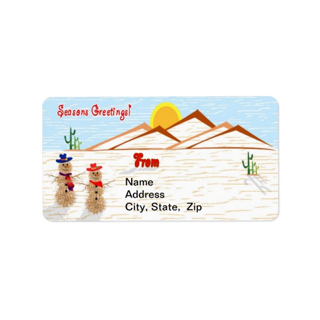 Arizona Tumbleweed Snowman Christmas Label (Front)