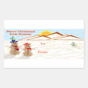 Arizona Tumbleweed Snowman Christmas Tag