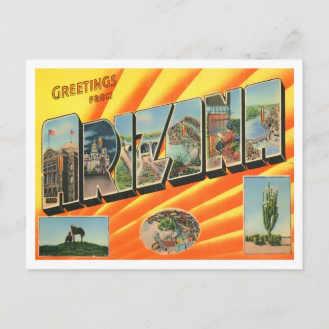 Arizona Vintage Big Letters Postcard (Front)