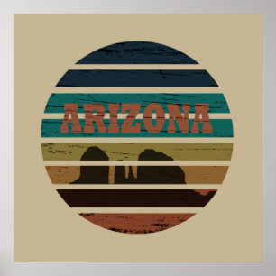 arizona vintage sunset landscape az poster