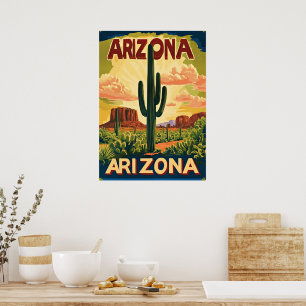 Arizona Vintage Travel Design Poster