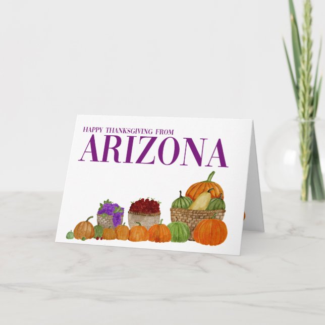 Arizona Watercolor Pumpkins Thanksgiving Card (Front)