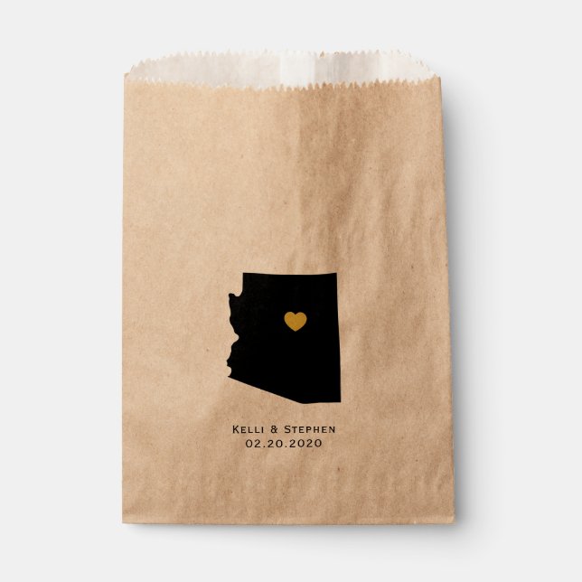 Arizona Wedding Favour Treat Sacks, Paper Gift Bag (Front)