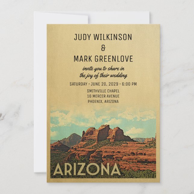 Arizona Wedding Invitation Vintage Mid-Century (Front)