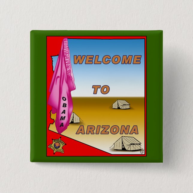Arizona Welcomes Obama 2 Inch Square Button (Front)