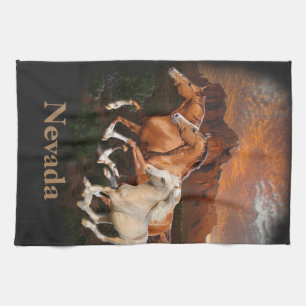 Arizona Wild horses Kitchen Towel
