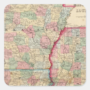 Ark, Miss, La Map by Mitchell Square Sticker