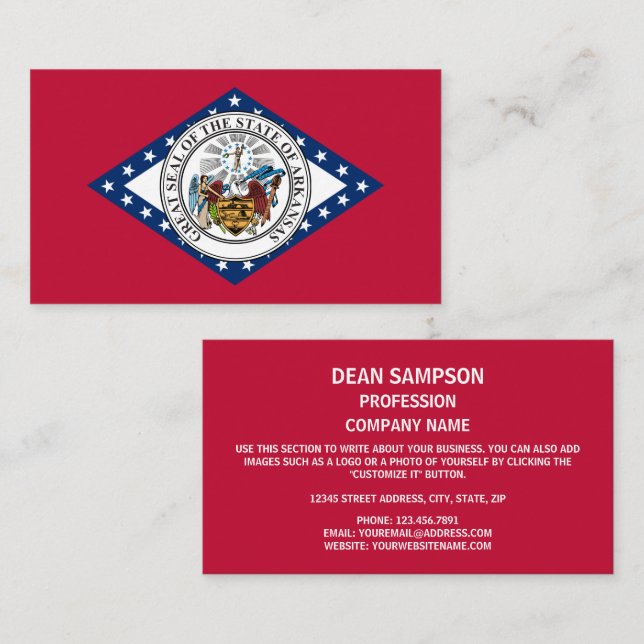 Arkansan Flag & Seal, Flag of Arkansas Business Card (Front/Back)