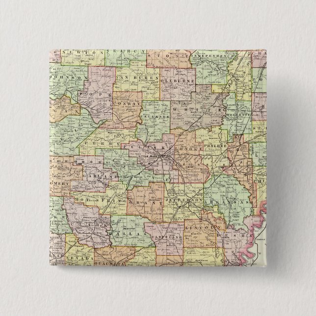 Arkansas 6 2 inch square button (Front)