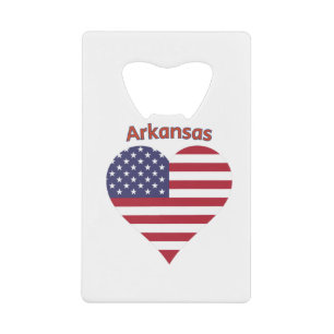 Arkansas American Flag Heart Credit Card Bottle Opener