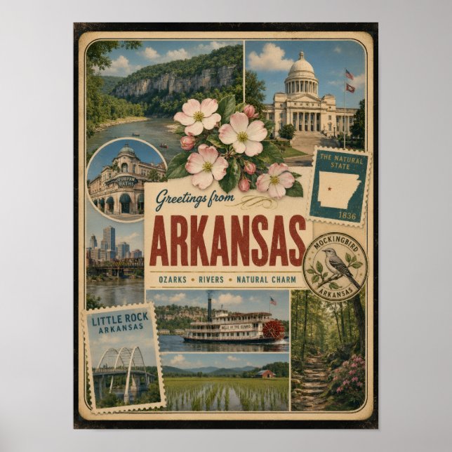 Arkansas Authentic Vintage Style Poster (Front)