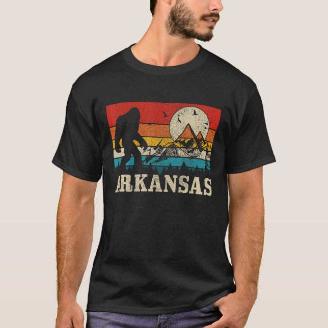 Arkansas Bigfoot Vintage Mountains Hiking Camping  T-Shirt (Front)