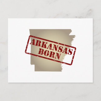 Arkansas Born - Stamp on Map Postcard