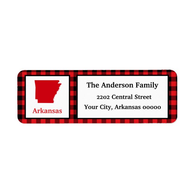 Arkansas Buffalo Plaid Return Address Label (Front)