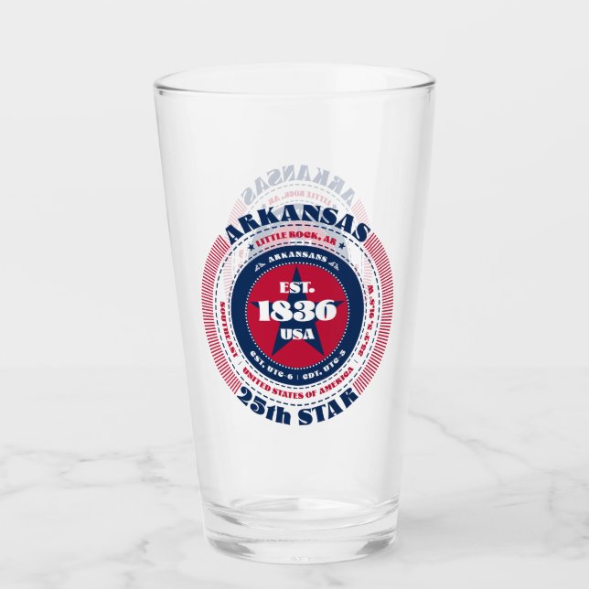 Arkansas Circular Typography Design Glass (Front)