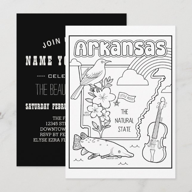 arkansas colour me collage invitation (Front/Back)