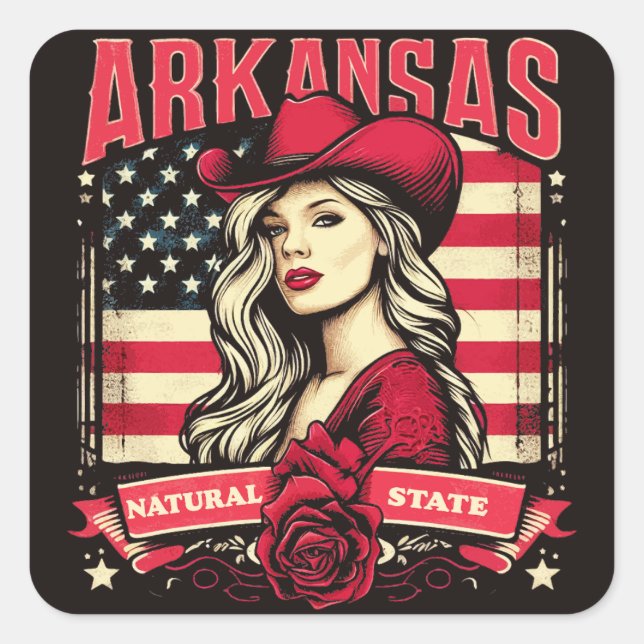 Arkansas Cowgirl Square Sticker (Front)
