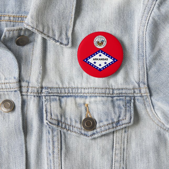 Arkansas flag 2 inch round button (In Situ)