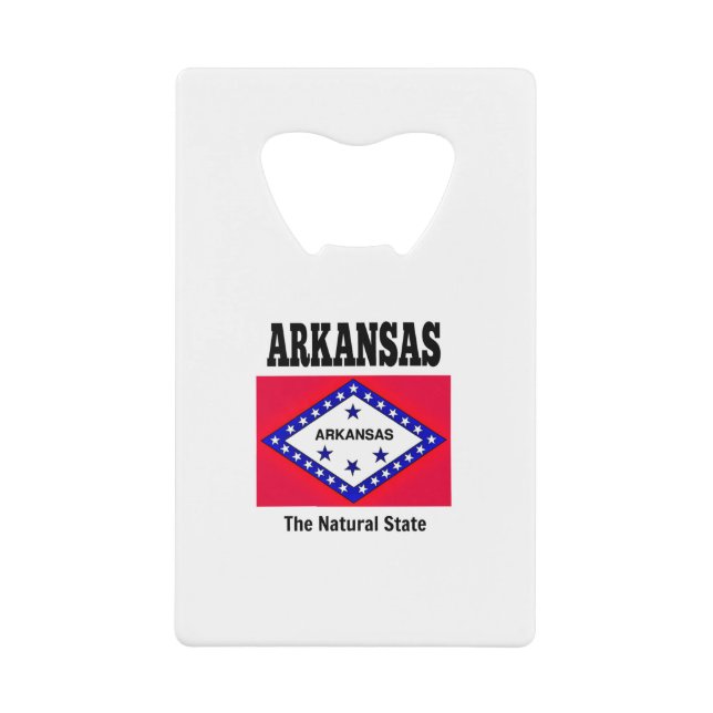 Arkansas Flag and Motto Credit Card Bottle Opener (Front)