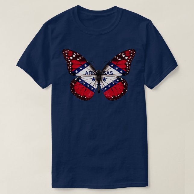 Arkansas Flag Butterfly Gift for Arkansan From Ark T-Shirt (Design Front)