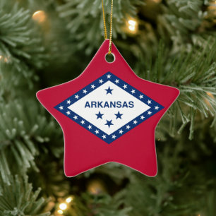Arkansas Flag Ceramic Ornament