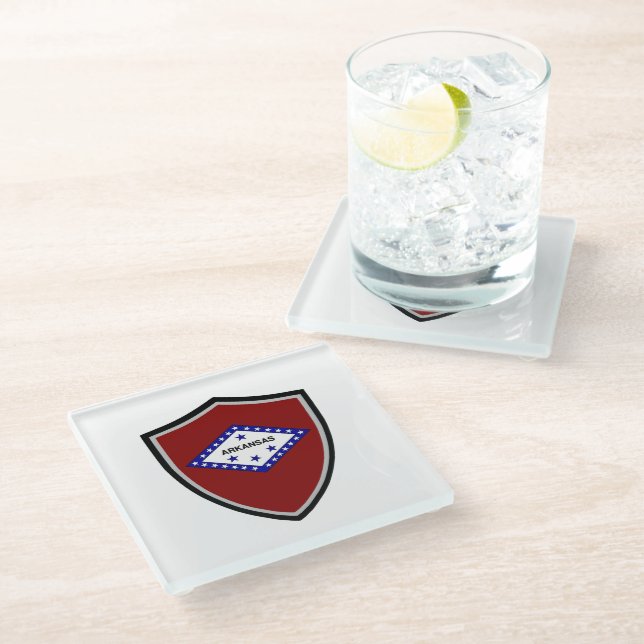 Arkansas flag glass coaster (Angled)