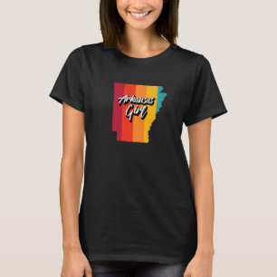 Arkansas Girl Home State Retro 70s Stripes Arkansa T-Shirt